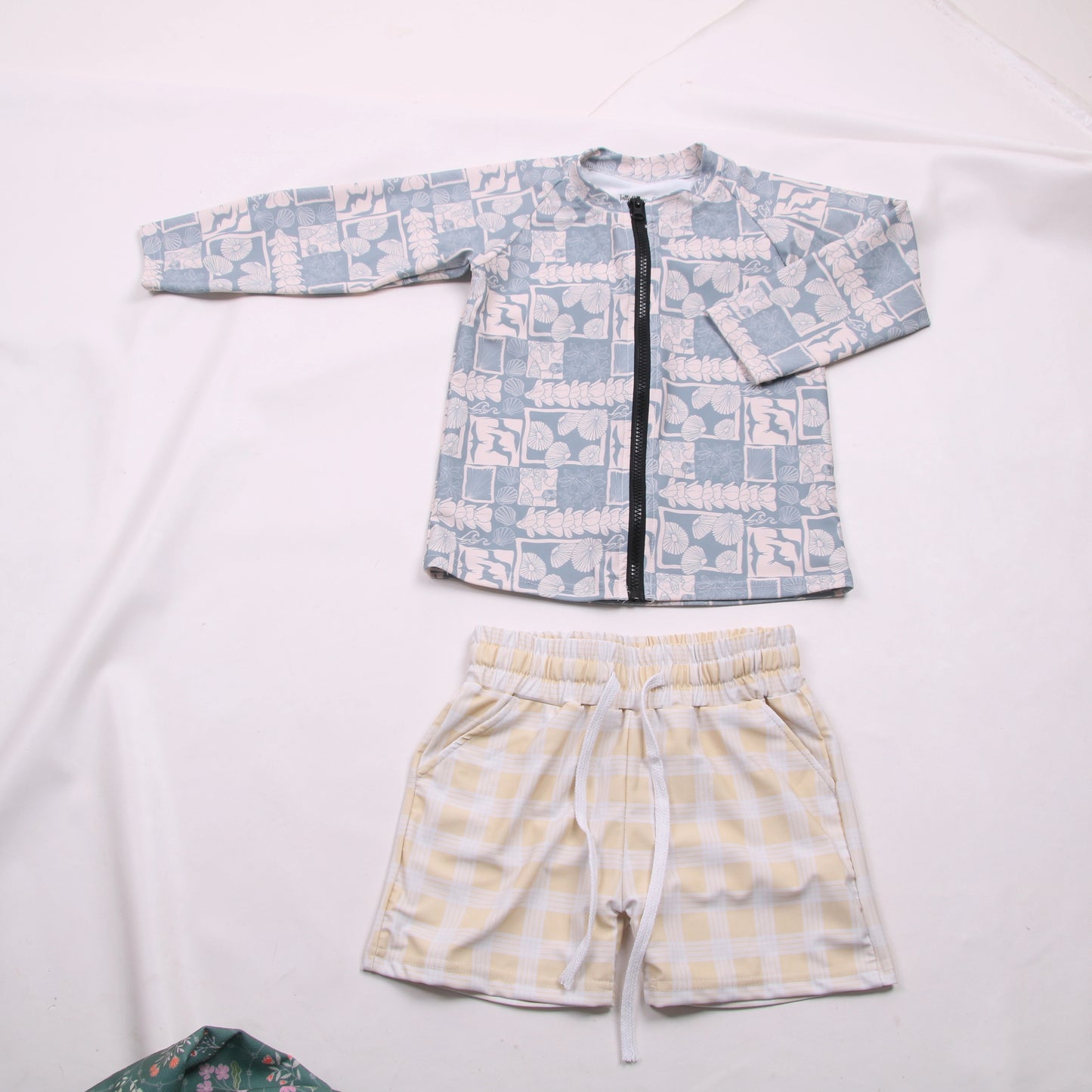 2 Piece Swim Outfit Block Print