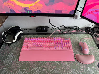 XL Desk Mat Sage Green and Pink Botanical