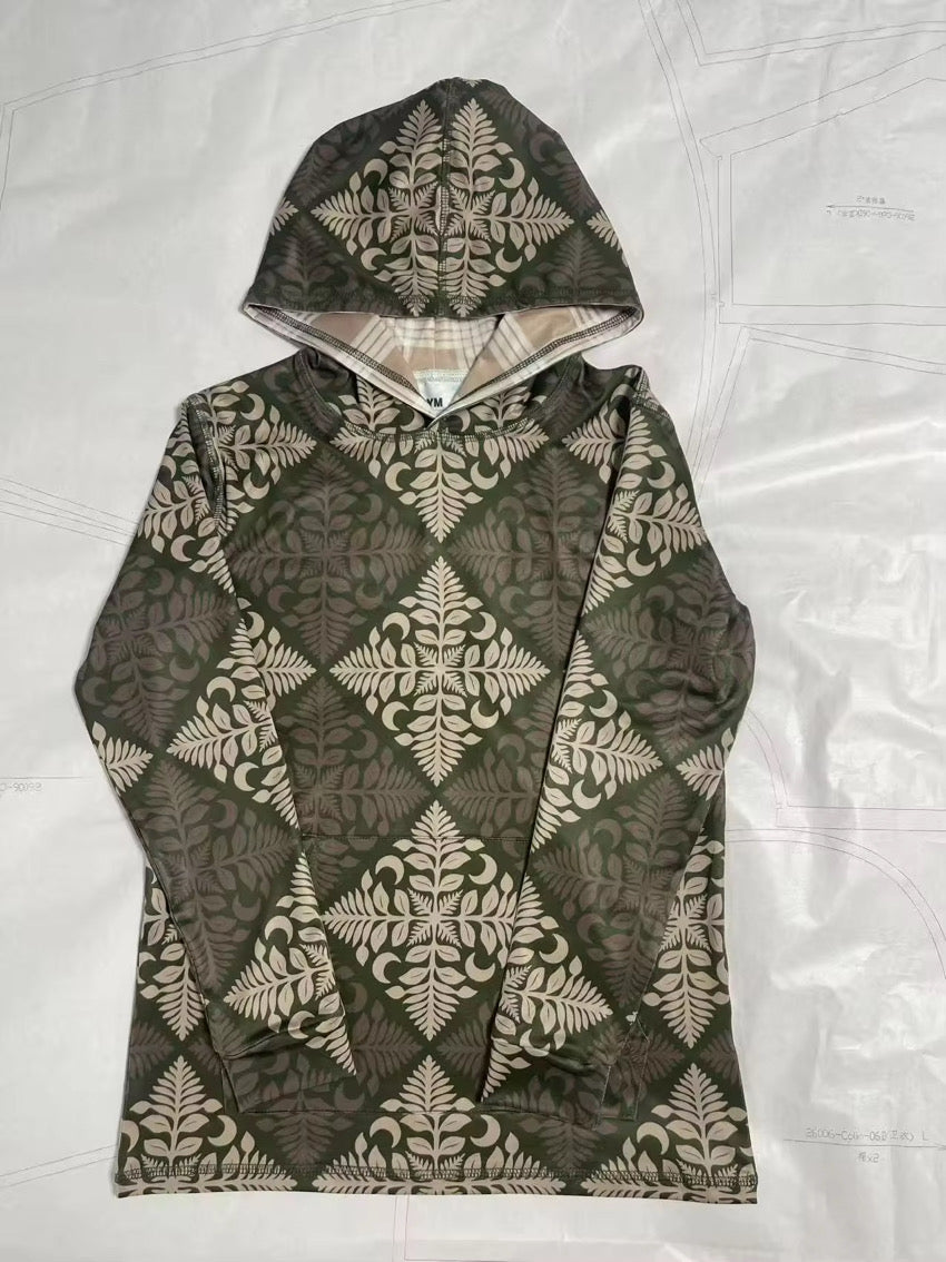 Green Fern Quilt Long Sleeve Tatted Dad Crew