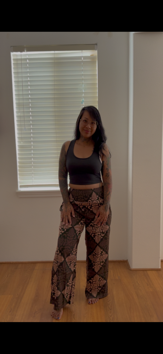 Green Fern Quilt Flowy Pants